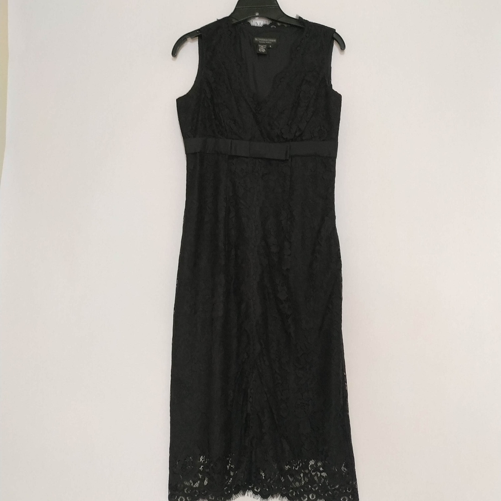 J Peterman Classic Black Lace/ Silk Dress Size 4